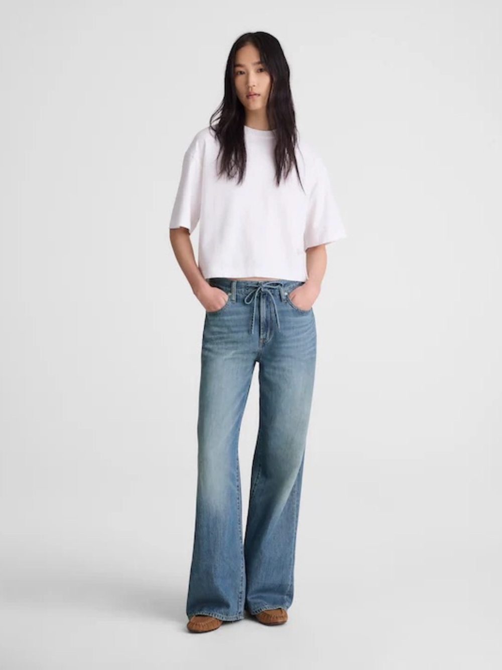 NWT Madewell The Ultimate Wide-Leg Jean Airy Denim Drawstring W 27